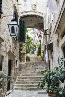 Fotobehang Trappen in de oude stad van Dubrovnik