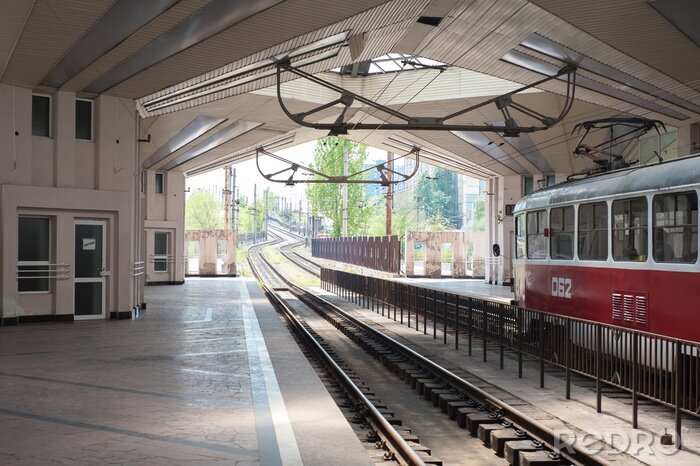 Fotobehang Trein in een modern station