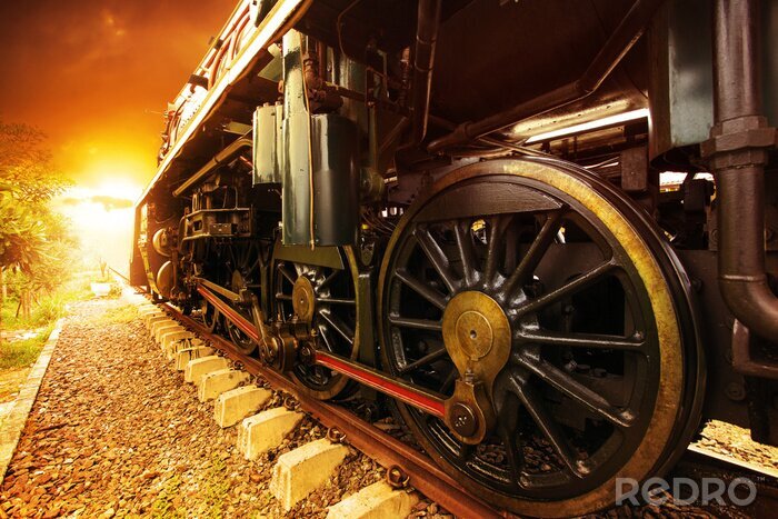 Fotobehang Trein-retro in het zonlicht