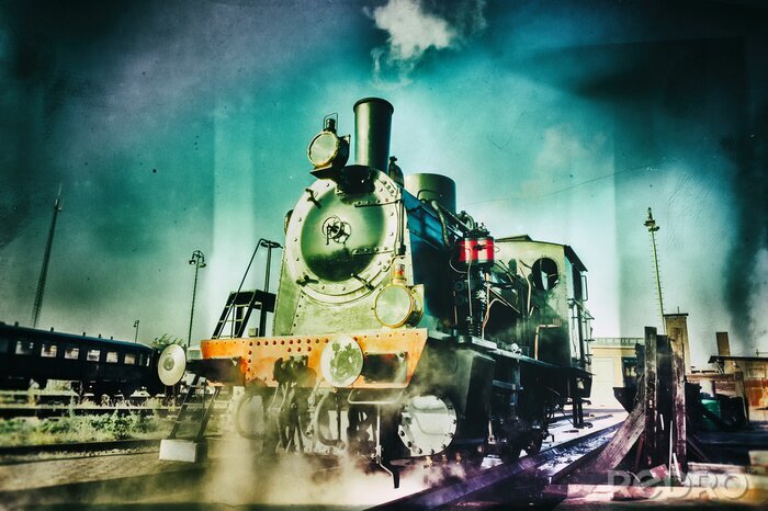 Fotobehang Treinen en locomotieven zoals geschilderd