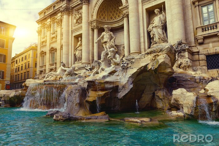 Fotobehang Trevi Fontein in de zon