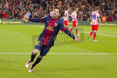 Fotobehang triomfantelijke voetballer Lionel Messi