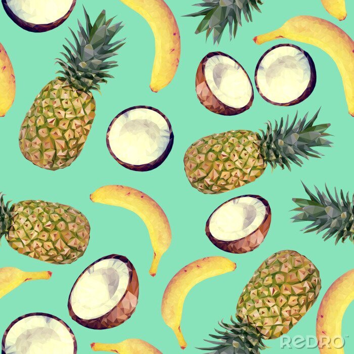 Fotobehang Tropisch fruit kokosnoten ananas bananen