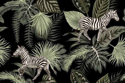 Fotobehang Tropisch ontwerp met zebra's