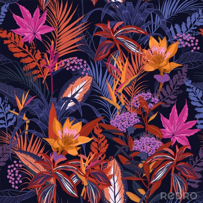 Fotobehang Tropische kleurrijke struikgewas