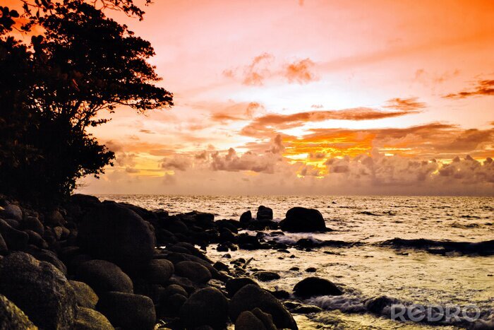 Fotobehang Tropische kleurrijke zonsondergang.