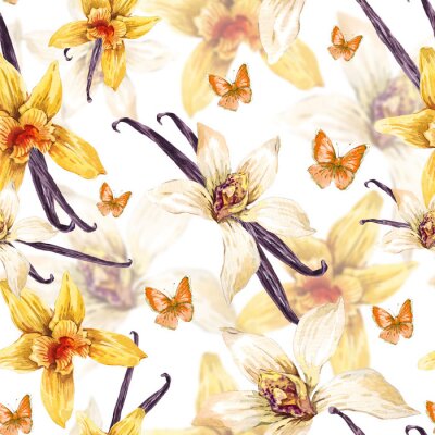 Tropische naadloze aquarel bloemmotief