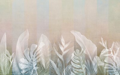 Fotobehang Tropische palm- en monsterabladeren