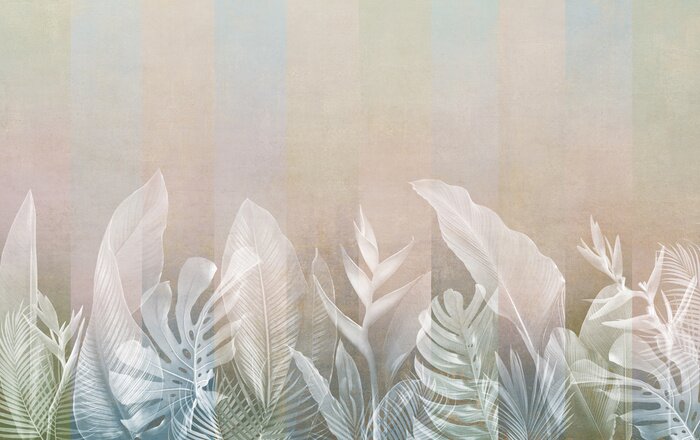 Fotobehang Tropische palm- en monsterabladeren