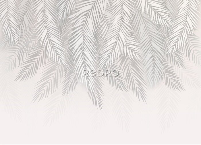 Fotobehang Tropische palmbladeren in een glamoureuze stijl