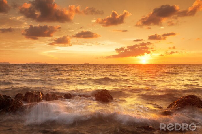 Fotobehang Tropische zee bij zonsondergang