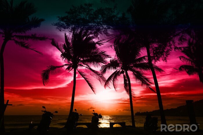 Fotobehang Tropische zonsondergang