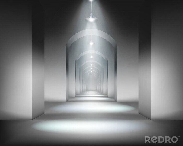 Fotobehang Tunnel met bogen en lampen