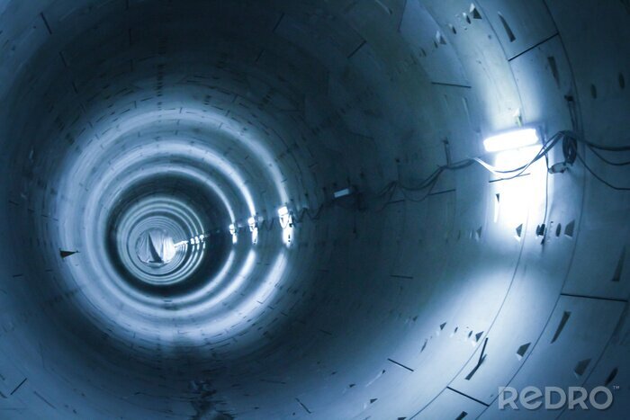 Fotobehang Tunnel met industriële lampen
