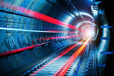 Fotobehang Tunnel met neonlicht