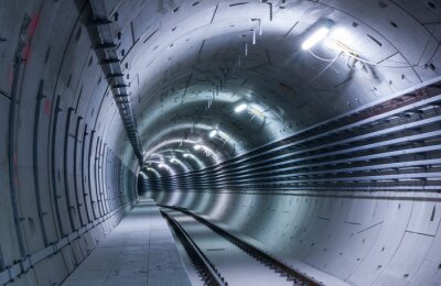 Fotobehang Tunnel van beton en metaal
