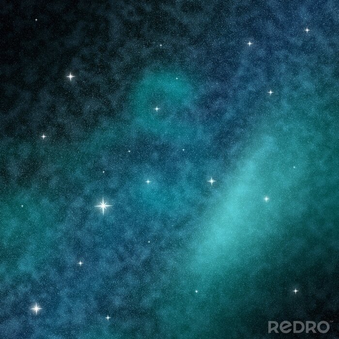 Fotobehang Turquoise heelal met sterren