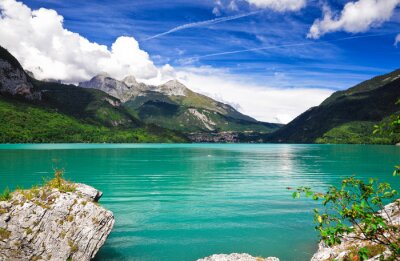Fotobehang Turquoise meer in de bergen