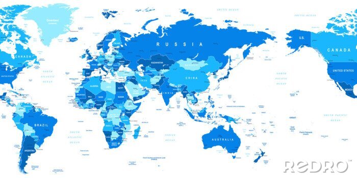 Fotobehang Turquoise wereldkaart