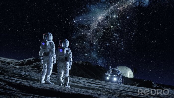 Fotobehang Twee astronauten in kostuum