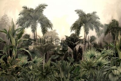 Fotobehang Twee palmbomen in het wilde bos