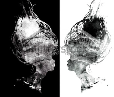 Fotobehang Twee zwart-witportretten van vrouwen