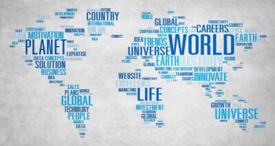 Fotobehang Typografische blauwe wereldkaart