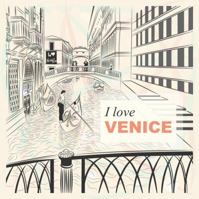Fotobehang Typografische illustratie met Venetië