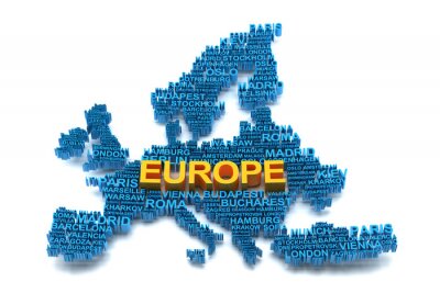 Fotobehang Typografische kaart van Europa