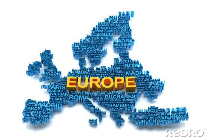 Fotobehang Typografische kaart van Europa