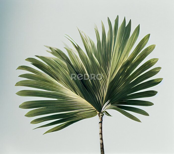 Fotobehang Uitspreidend blad op een grijze achtergrond