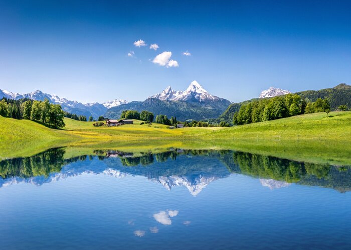 Fotobehang Uitzicht op bergen en natuur