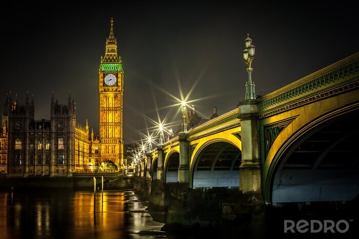 Fotobehang Uitzicht op de Big Ben en de brug