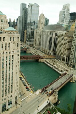 Fotobehang Uitzicht op de binnenstad van Chicago