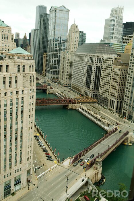 Fotobehang Uitzicht op de binnenstad van Chicago