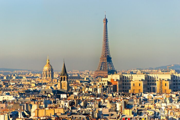 Fotobehang Uitzicht op de Eiffeltoren, Parijs.