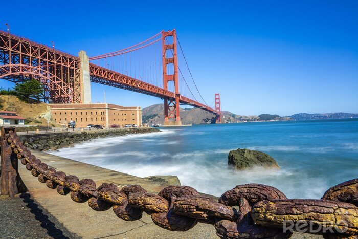 Fotobehang Uitzicht op de Golden Gate vanuit de haven