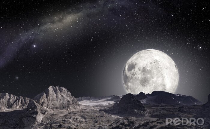 Fotobehang Uitzicht op de maan vanaf een andere planeet