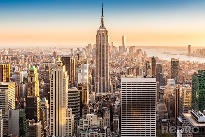 Fotobehang Uitzicht op de skyline van New York City op een zonnige middag