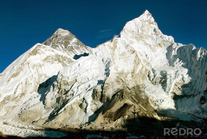 Fotobehang uitzicht op Everest en Nuptse van Kala Patthar