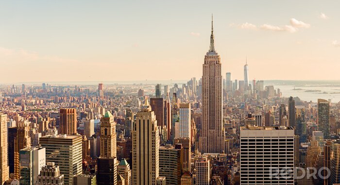 Fotobehang Uitzicht op Manhattan tijdens het gouden uur
