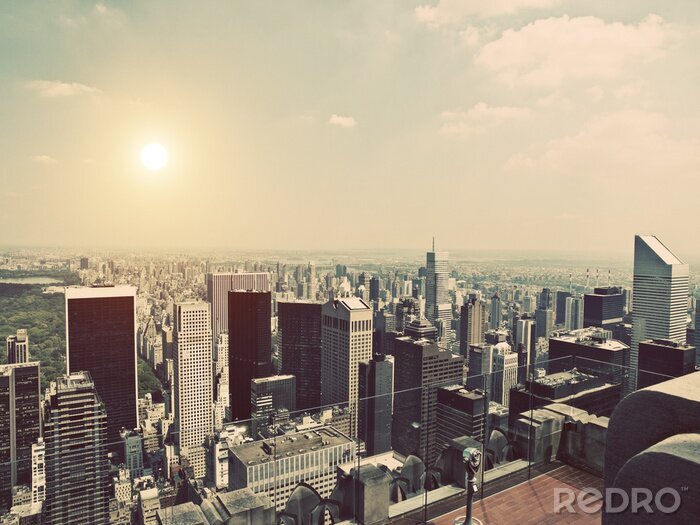 Fotobehang Uitzicht op Manhattan vanuit een hoog kantoorgebouw