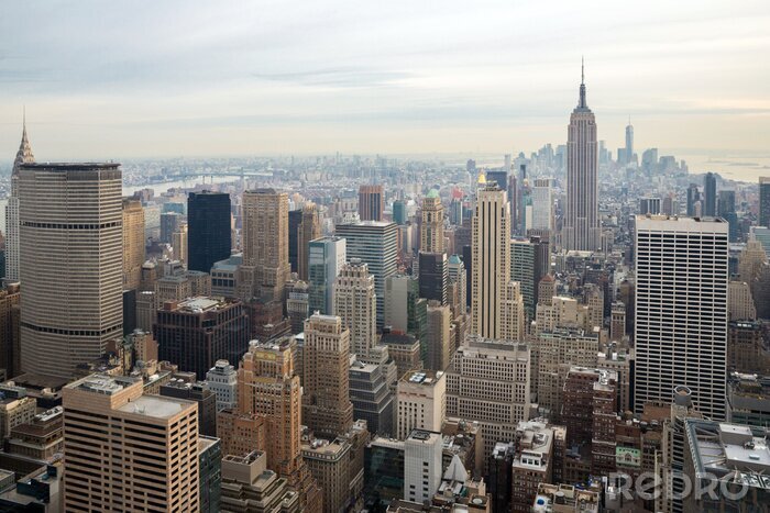 Fotobehang Uitzicht op mistig New York