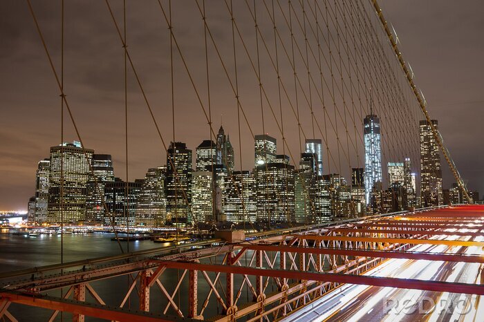 Fotobehang Uitzicht op New York vanaf de brug