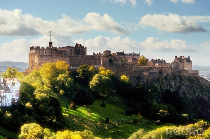 Fotobehang Uitzicht over het kasteel van Edinburgh