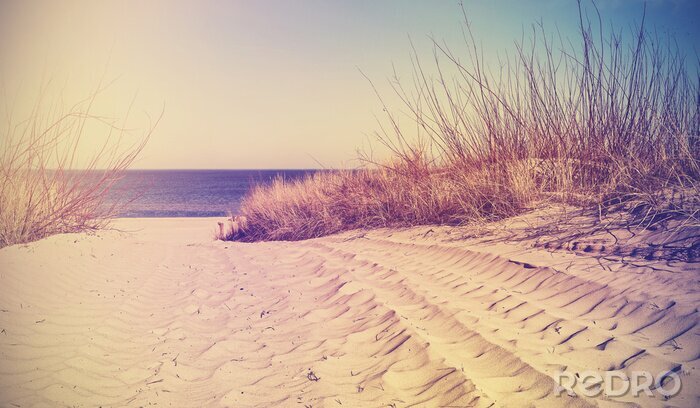 Fotobehang Uitzicht vanaf het strand in vintage stijl