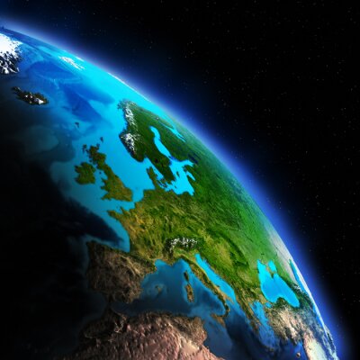 Fotobehang Uitzicht vanuit de ruimte op Europa