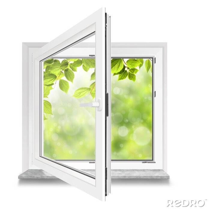 Fotobehang Uitzicht vanuit het raam op de lijst