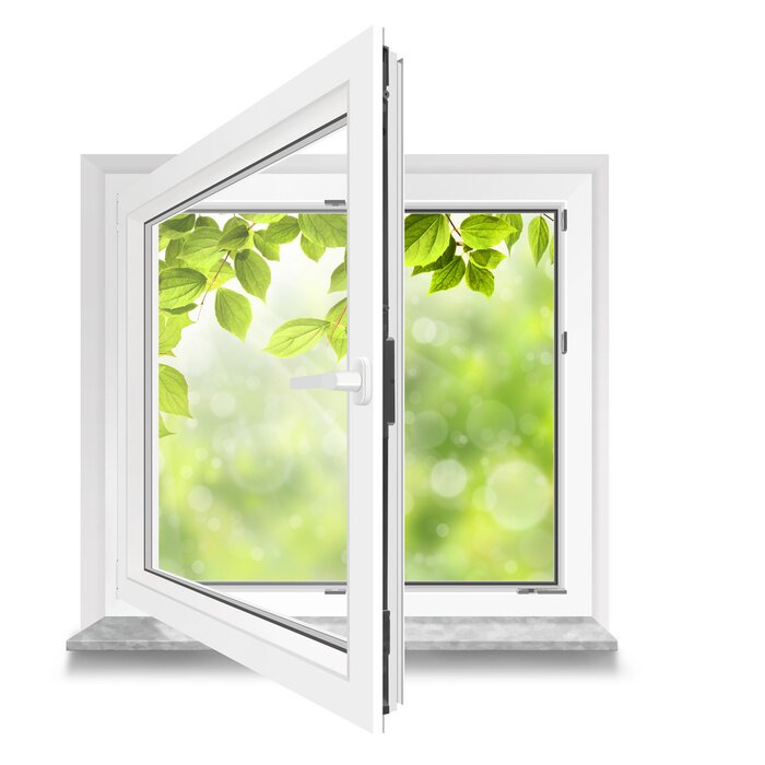 Fotobehang Uitzicht vanuit het raam op de lijst