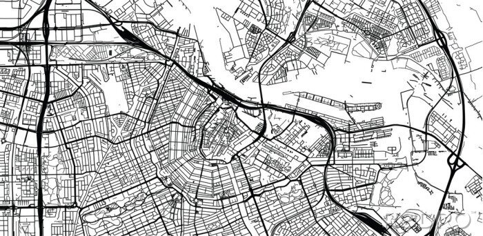 Fotobehang Urban vector city map of Amsterdam, The Netherlands